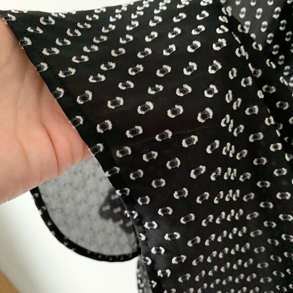 LOFT | Blouse size Small sheer black white textured dot ruffle ¾ sleeve - Picture 5 of 9